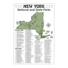 Load image into Gallery viewer, New York State and National Park Map | New York National Park Poster | New York State Park Poster