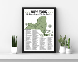 New York State and National Park Map | New York National Park Poster | New York State Park Poster