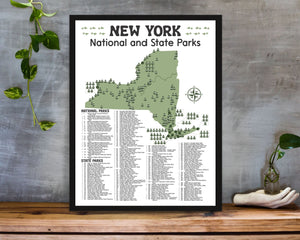 New York State and National Park Map | New York National Park Poster | New York State Park Poster
