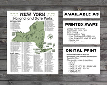 Load image into Gallery viewer, New York State and National Park Map | New York National Park Poster | New York State Park Poster