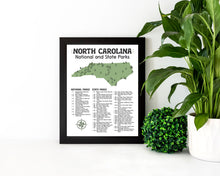 Load image into Gallery viewer, North Carolina State and National Park Map | North Carolina National Park Poster | North Carolina State Park Poster