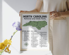 Load image into Gallery viewer, North Carolina State and National Park Map | North Carolina National Park Poster | North Carolina State Park Poster