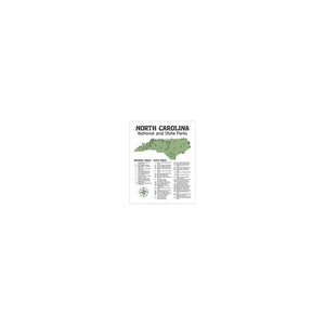 North Carolina State and National Park Map | North Carolina National Park Poster | North Carolina State Park Poster