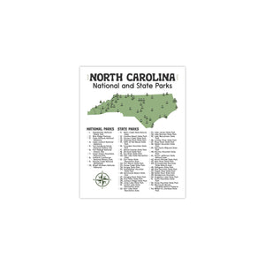 North Carolina State and National Park Map | North Carolina National Park Poster | North Carolina State Park Poster