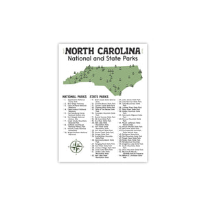 North Carolina State and National Park Map | North Carolina National Park Poster | North Carolina State Park Poster