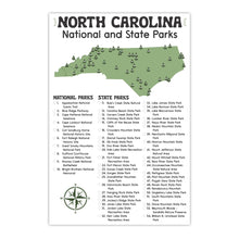 Load image into Gallery viewer, North Carolina State and National Park Map | North Carolina National Park Poster | North Carolina State Park Poster