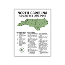 Load image into Gallery viewer, North Carolina State and National Park Map | North Carolina National Park Poster | North Carolina State Park Poster