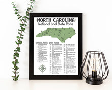 Load image into Gallery viewer, North Carolina State and National Park Map | North Carolina National Park Poster | North Carolina State Park Poster