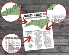 Load image into Gallery viewer, North Carolina State and National Park Map | North Carolina National Park Poster | North Carolina State Park Poster