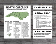 Load image into Gallery viewer, North Carolina State and National Park Map | North Carolina National Park Poster | North Carolina State Park Poster