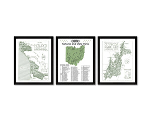Ohio State and National Park Map | Ohio National Park Poster | Ohio State Park Poster
