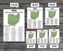 Load image into Gallery viewer, Ohio State and National Park Map | Ohio National Park Poster | Ohio State Park Poster