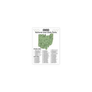 Ohio State and National Park Map | Ohio National Park Poster | Ohio State Park Poster