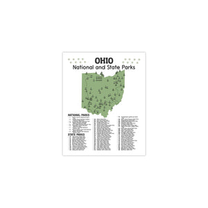Ohio State and National Park Map | Ohio National Park Poster | Ohio State Park Poster