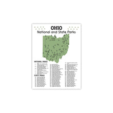 Load image into Gallery viewer, Ohio State and National Park Map | Ohio National Park Poster | Ohio State Park Poster