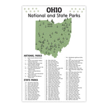 Load image into Gallery viewer, Ohio State and National Park Map | Ohio National Park Poster | Ohio State Park Poster