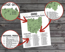 Load image into Gallery viewer, Ohio State and National Park Map | Ohio National Park Poster | Ohio State Park Poster