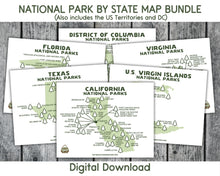 Load image into Gallery viewer, Printable National Park Maps by State (Digital Download)
