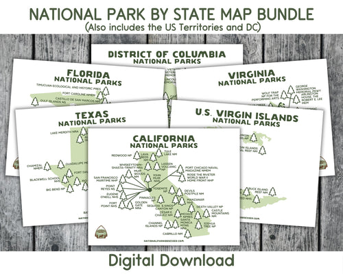 Printable National Park Maps by State (Digital Download)