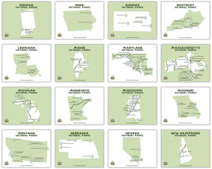 Printable National Park Maps by State (Digital Download)