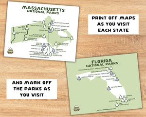 Printable National Park Maps by State (Digital Download)