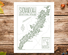 Load image into Gallery viewer, Shenandoah National Park Map Hand-Drawn Print