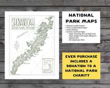 Load image into Gallery viewer, Shenandoah National Park Map Hand-Drawn Print