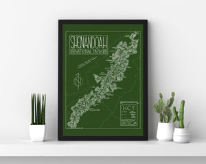 Shenandoah National Park Map Hand-Drawn Print