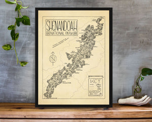 Shenandoah National Park Map Hand-Drawn Print