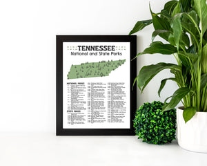 Tennessee State and National Park Map | Tennessee National Park Poster | Tennessee State Park Poster
