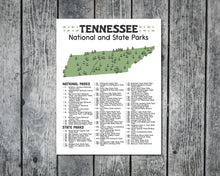 Load image into Gallery viewer, Tennessee State and National Park Map | Tennessee National Park Poster | Tennessee State Park Poster
