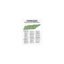 Load image into Gallery viewer, Tennessee State and National Park Map | Tennessee National Park Poster | Tennessee State Park Poster
