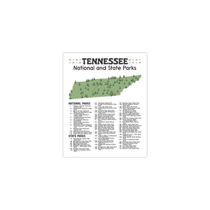 Tennessee State and National Park Map | Tennessee National Park Poster | Tennessee State Park Poster
