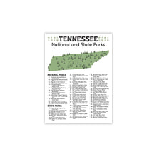 Load image into Gallery viewer, Tennessee State and National Park Map | Tennessee National Park Poster | Tennessee State Park Poster