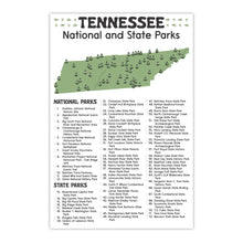 Load image into Gallery viewer, Tennessee State and National Park Map | Tennessee National Park Poster | Tennessee State Park Poster
