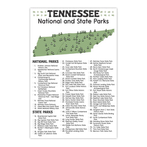 Tennessee State and National Park Map | Tennessee National Park Poster | Tennessee State Park Poster