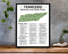 Load image into Gallery viewer, Tennessee State and National Park Map | Tennessee National Park Poster | Tennessee State Park Poster