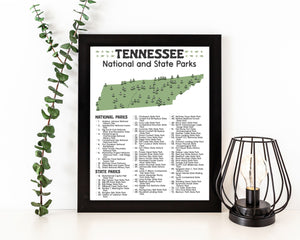 Tennessee State and National Park Map | Tennessee National Park Poster | Tennessee State Park Poster