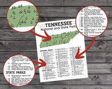 Load image into Gallery viewer, Tennessee State and National Park Map | Tennessee National Park Poster | Tennessee State Park Poster