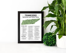 Load image into Gallery viewer, Tennessee State and National Park Map | Tennessee National Park Poster | Tennessee State Park Poster