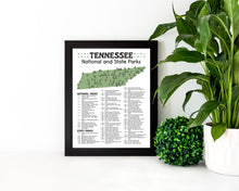 Load image into Gallery viewer, Tennessee State and National Park Map | Tennessee National Park Poster | Tennessee State Park Poster