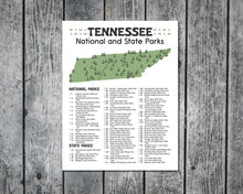 Load image into Gallery viewer, Tennessee State and National Park Map | Tennessee National Park Poster | Tennessee State Park Poster