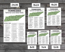 Load image into Gallery viewer, Tennessee State and National Park Map | Tennessee National Park Poster | Tennessee State Park Poster