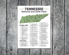 Load image into Gallery viewer, Tennessee State and National Park Map | Tennessee National Park Poster | Tennessee State Park Poster