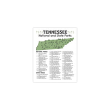 Load image into Gallery viewer, Tennessee State and National Park Map | Tennessee National Park Poster | Tennessee State Park Poster