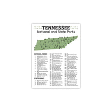 Load image into Gallery viewer, Tennessee State and National Park Map | Tennessee National Park Poster | Tennessee State Park Poster