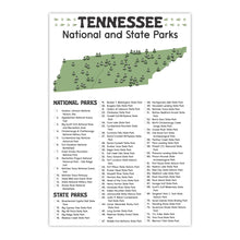 Load image into Gallery viewer, Tennessee State and National Park Map | Tennessee National Park Poster | Tennessee State Park Poster