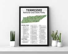 Load image into Gallery viewer, Tennessee State and National Park Map | Tennessee National Park Poster | Tennessee State Park Poster