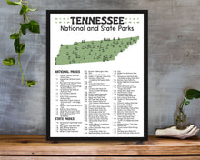 Load image into Gallery viewer, Tennessee State and National Park Map | Tennessee National Park Poster | Tennessee State Park Poster