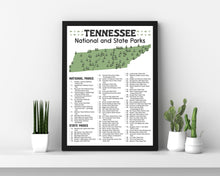 Load image into Gallery viewer, Tennessee State and National Park Map | Tennessee National Park Poster | Tennessee State Park Poster